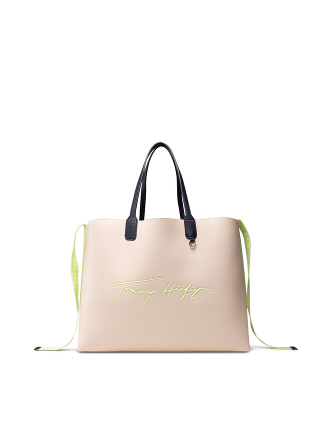 Tommy Hilfiger Handtasche Tommy Hilfiger Iconic Tommy Tote Sign AW0AW10088 Beige