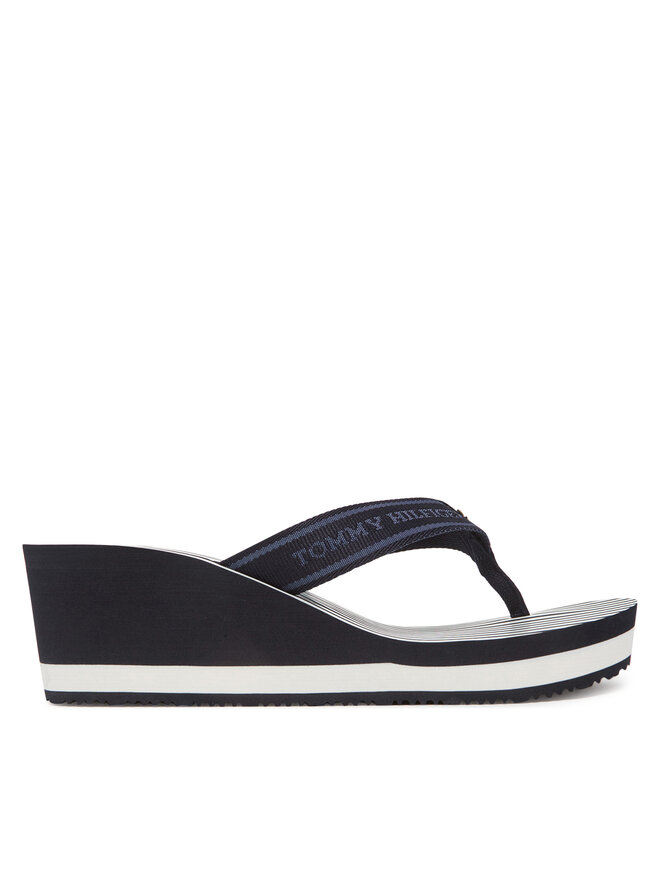 Tommy Hilfiger Japonki Tommy Hilfiger Th Stripes Wedge Beach Sandal FW0FW08521 Niebieski