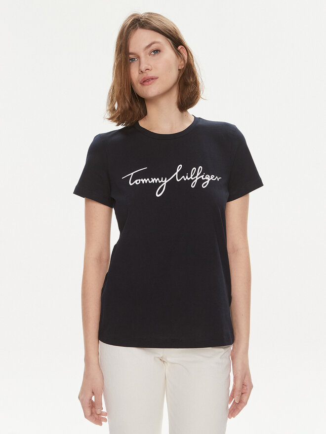 Tommy Hilfiger Tommy Hilfiger Marškinėliai Signature WW0WW41674 Tamsiai mėlyna Regular Fit