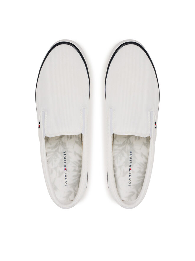 Tommy Hilfiger Teniși Tommy Hilfiger Th Hi Vulc Core Low Ii Slipon FM0FM05514 Alb