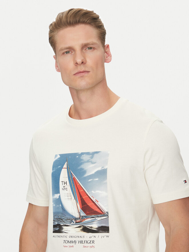 Tommy Hilfiger Tommy Hilfiger Camiseta Color Photo Print MW0MW38615 Beis Regular Fit