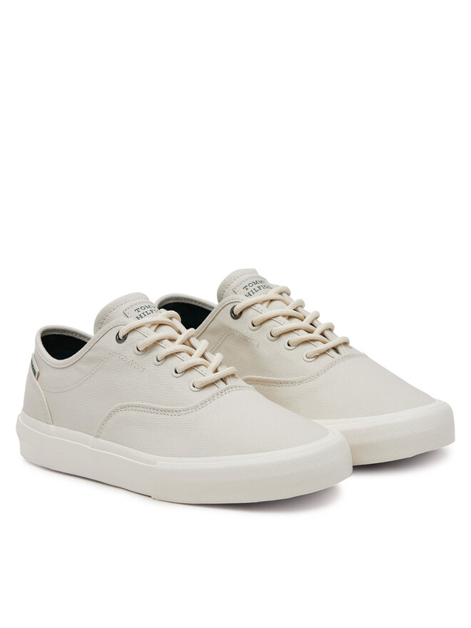 Tommy Hilfiger Πάνινα παπούτσια Tommy Hilfiger Th Hi Vulc Low Oxford Twill FM0FM05400 Λευκό