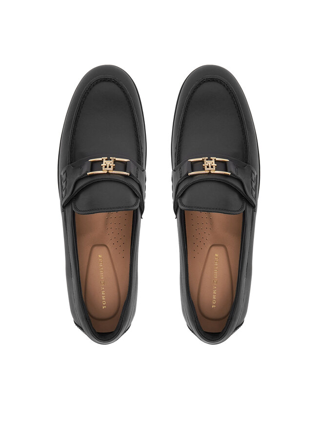 Tommy Hilfiger Лофери Tommy Hilfiger Th Logo Leather Loafer FW0FW08705 Чорний