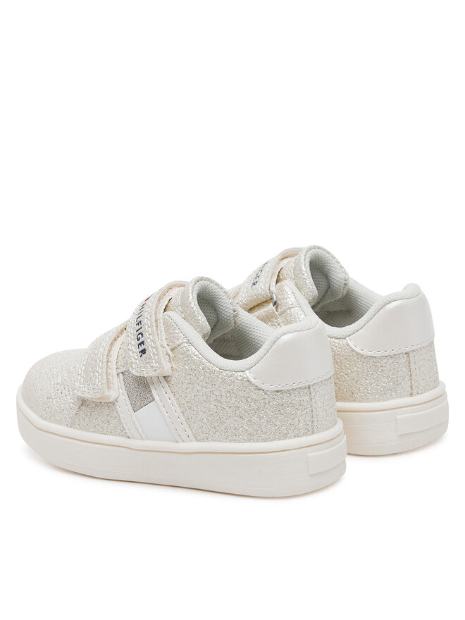 Tommy Hilfiger Superge Tommy Hilfiger Flag Low Cut Velcro Sneaker T1A9-33726-0375 M Écru
