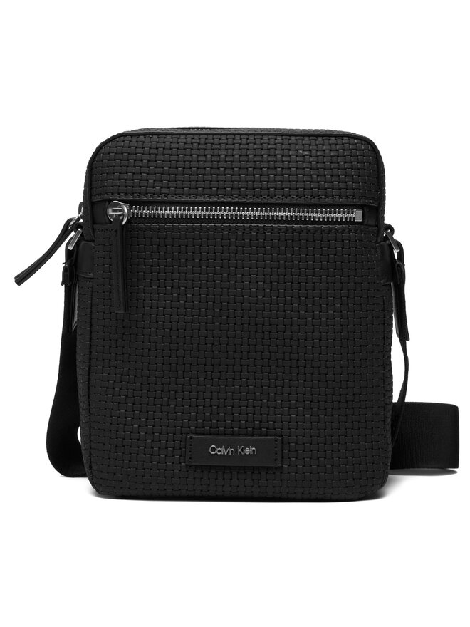 Calvin Klein Geantă crossover Calvin Klein Embossed Woven Reporter LV04D3208G Negru