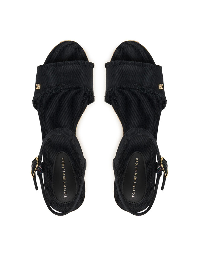 Tommy Hilfiger Sandalen Tommy Hilfiger Mid Woven Wedge Espad Fringe FW0FW09470 Schwarz