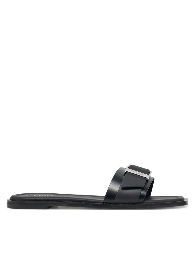Calvin Klein Παντόφλες Calvin Klein Flat Slide W/Buckle - Lth HW0HW02490 Μαύρο