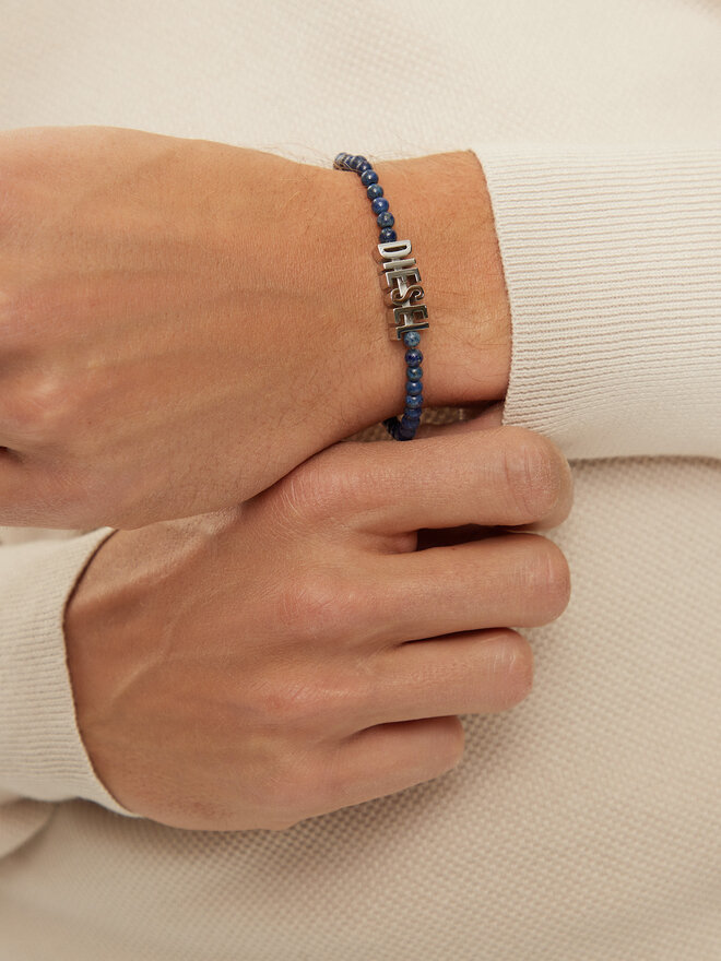Diesel Bransoletka Diesel Blue Agate Beaded Bracelet DX1544040 Niebieski