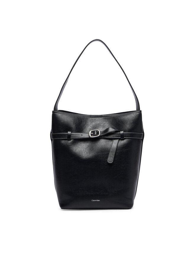 Calvin Klein Handtasche Calvin Klein Buckle Medium Bucket LV04F3551G Schwarz