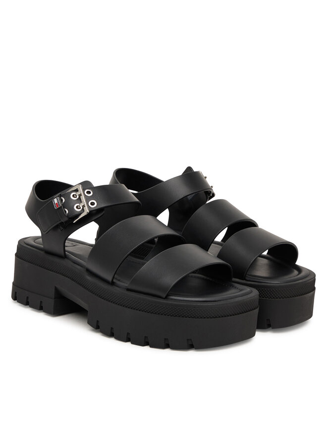 Tommy Jeans Sandalen Tommy Jeans Tjw Straps Leather Max Sandal EN0EN02944 Schwarz