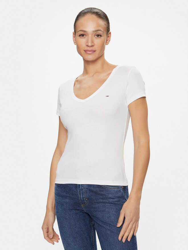 Tommy Jeans Tommy Jeans Marškinėliai Essential DW0DW17385 Balta Slim Fit
