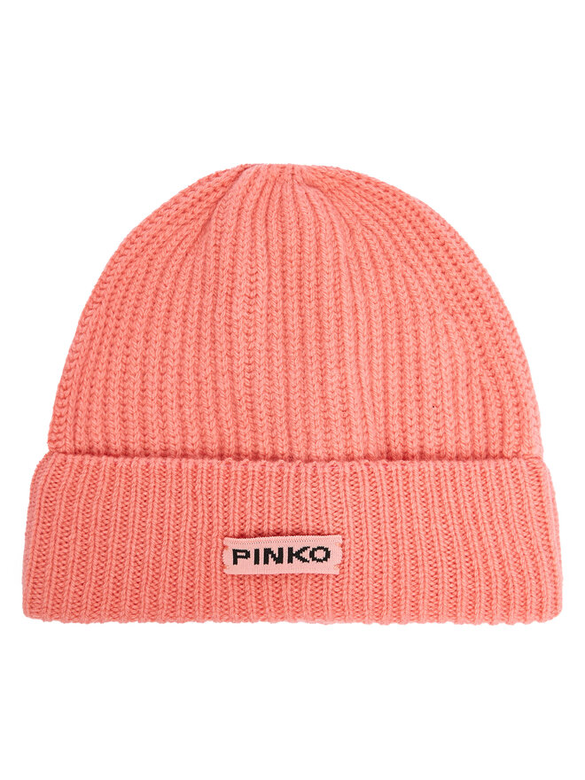 PINKO Mütze Pinko Lambkin Cuffia AI 24-25 BLK01 104489 A1CH Korallenfarben