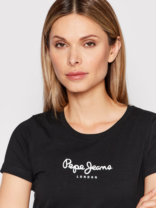 Pepe Jeans Pepe Jeans T-Shirt New Virginia PL505202 Μαύρο Slim Fit