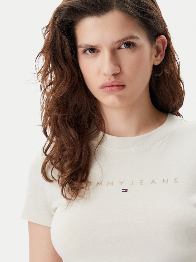Tommy Jeans Tommy Jeans Marškinėliai Tonal Linear DW0DW20315 Smėlio Slim Fit