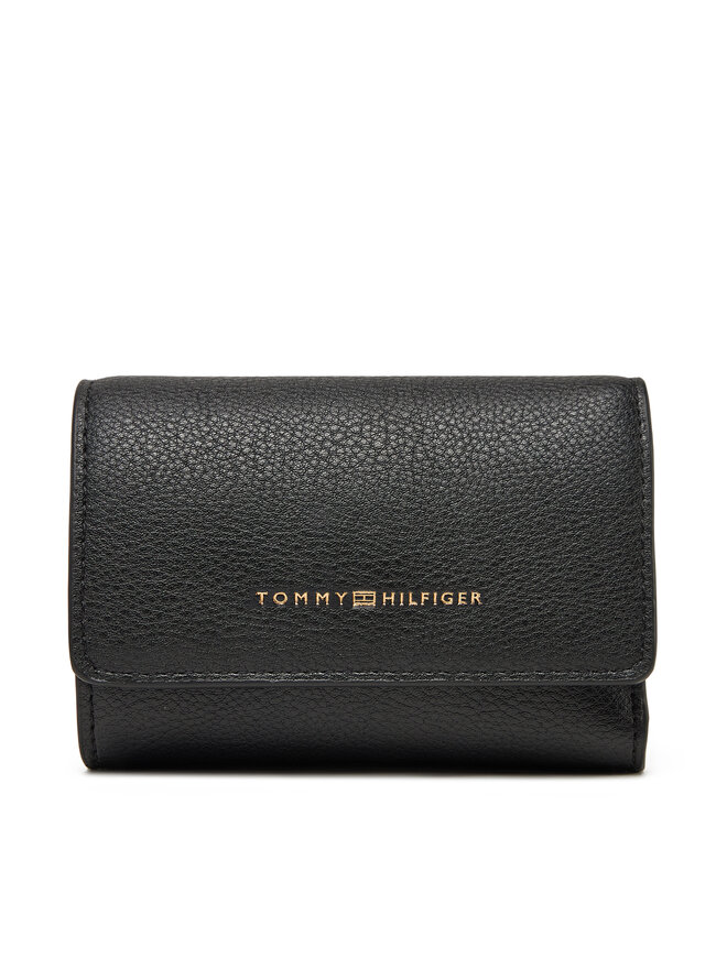 Tommy Hilfiger Ženska denarnica Tommy Hilfiger Logotape Trifold AW0AW17477 Črna