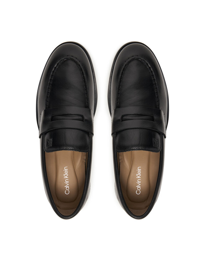 Calvin Klein Halbschuhe Calvin Klein Ess Rubber Penny Loafer Pol Lth HM0HM02025 Schwarz
