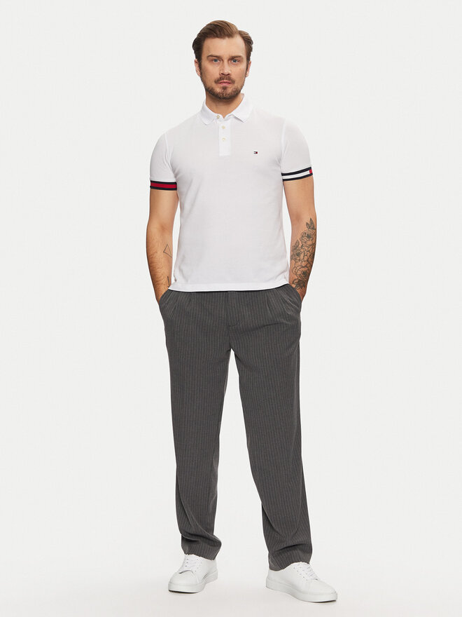 Tommy Hilfiger Tommy Hilfiger Poloshirt Flag Cuff MW0MW37518 Weiß Slim Fit