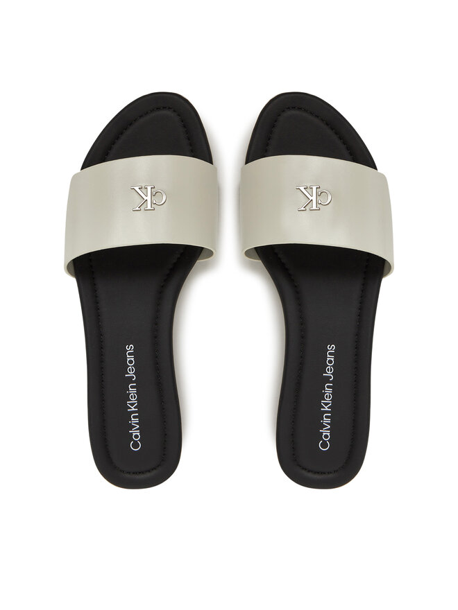 Calvin Klein Jeans Pantoletten Calvin Klein Jeans Flat Sandal Slide Mg YW0YW01697 Weiß