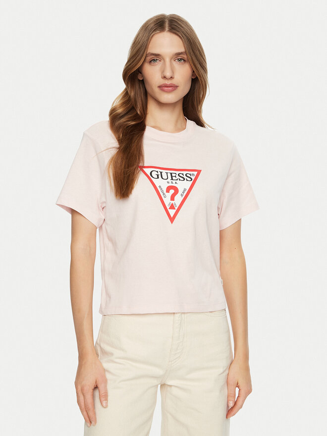 Guess Jeans Guess Jeans Marškinėliai W4YI73 K8HM0 Rožinė Regular Fit