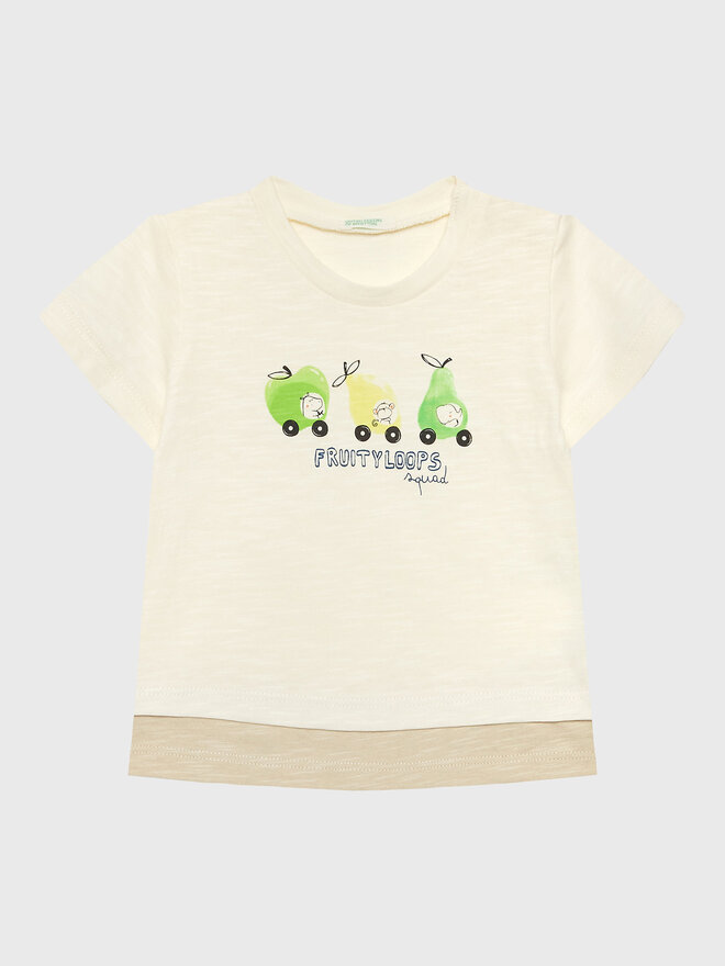United Colors Of Benetton United Colors Of Benetton T-shirt 3F93A102K Écru Relaxed Fit