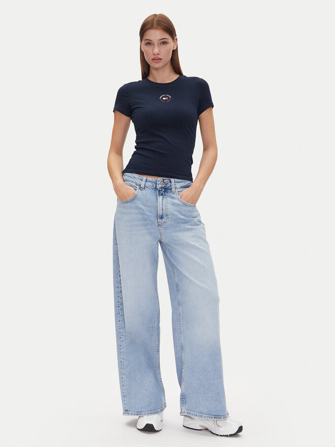 Tommy Jeans Tommy Jeans Póló Tjw Slim Essential Logo 2 Tee DW0DW20316 Sötétkék Regular Fit