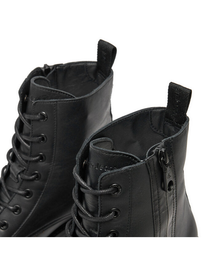 Calvin Klein Jeans Čižmy Calvin Klein Jeans Combat Mid Laceup Boot W Zip YM0YM00262 Čierna
