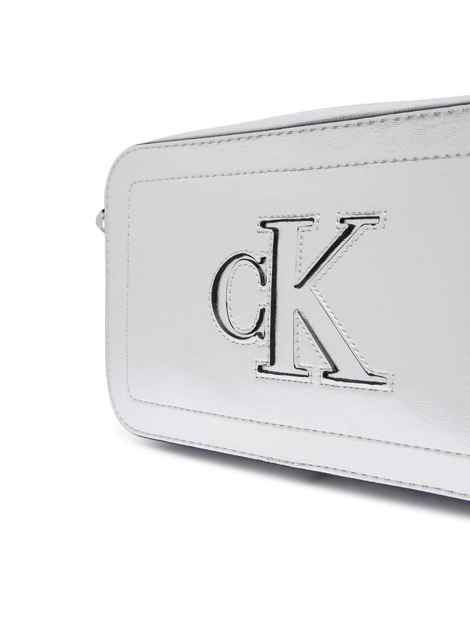 Calvin Klein Handtasche Calvin Klein Bold Ck Outline Mtl Camera Bag LV04F3896G Silberfarben