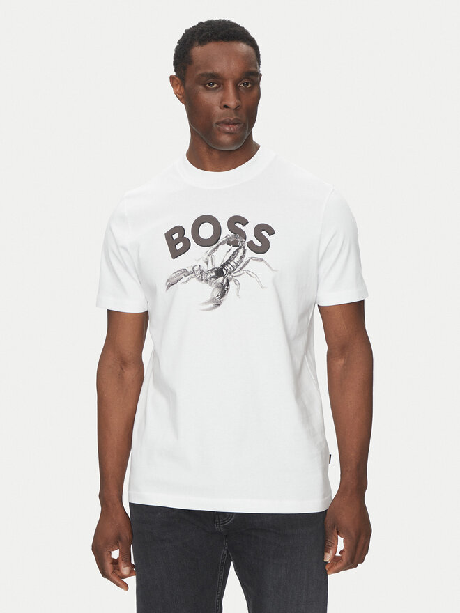 BOSS BOSS Marškinėliai Te_Bossfish 50539196 Balta Regular Fit