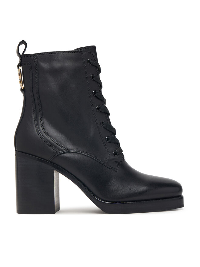 Tommy Hilfiger Schnürschuhe Tommy Hilfiger Ltr Square Toe Heel Lace-Up Boot FW0FW09554 Schwarz