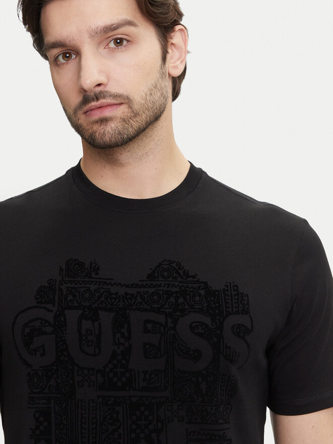 Guess Guess Marškinėliai M5YI13 I3Z14 Juoda Regular Fit