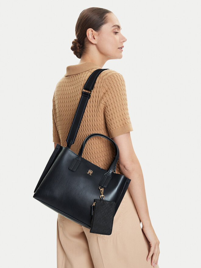 Tommy Hilfiger Kabelka Tommy Hilfiger Th Distinct Mini Tote AW0AW17192 Tmavomodrá
