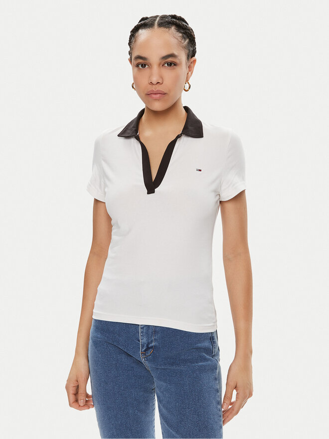 Tommy Jeans Tommy Jeans Pólóing Contrast DW0DW17225 Fehér Slim Fit