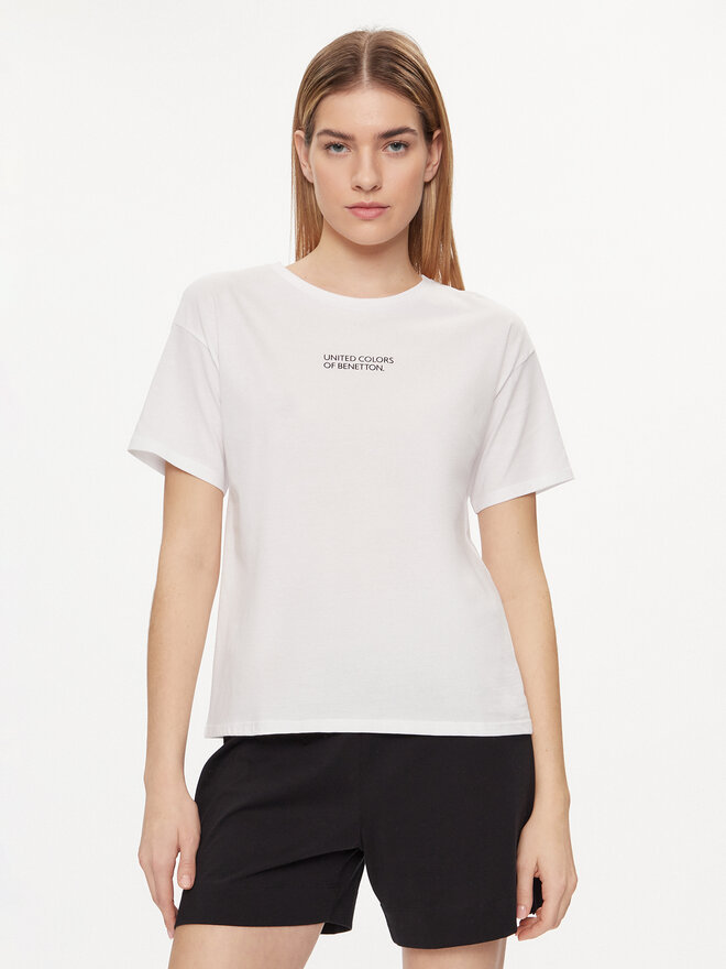 United Colors Of Benetton United Colors Of Benetton Μπλούζα πιτζάμας 30963M04R Λευκό Regular Fit