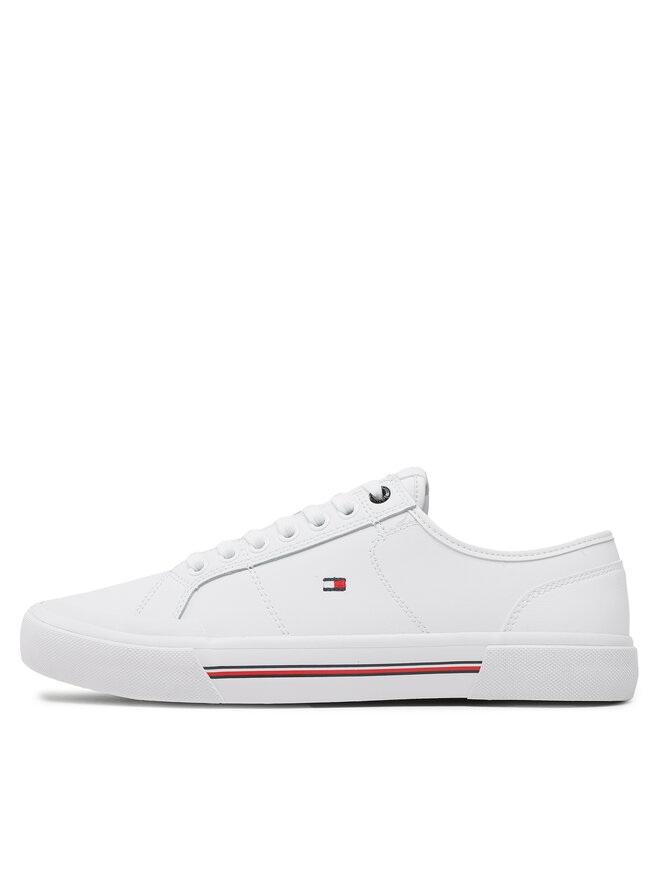 Tommy Hilfiger Πάνινα παπούτσια Tommy Hilfiger Core Corporate Vulc Leather FM0FM04561 Λευκό