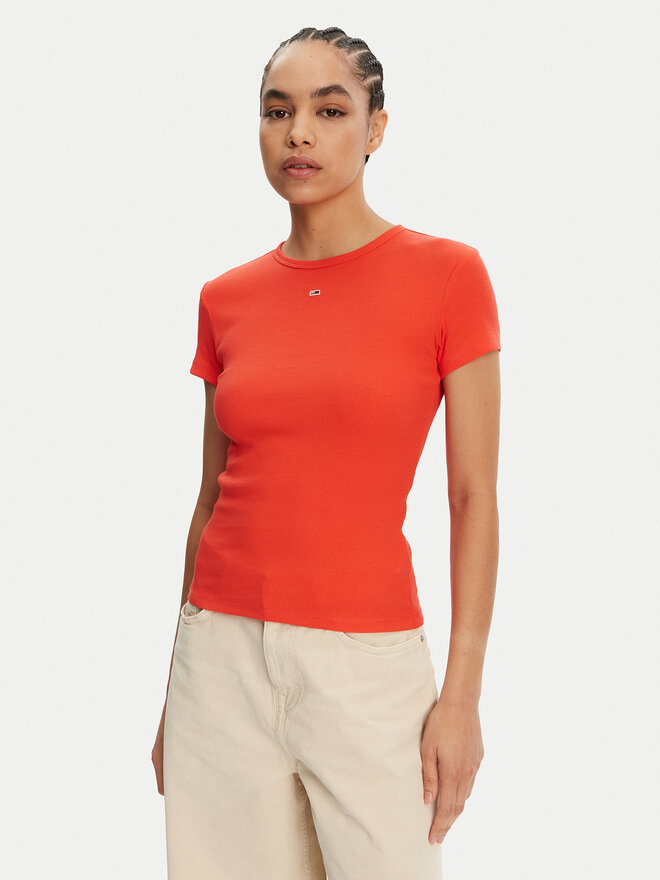 Tommy Jeans Tommy Jeans Marškinėliai Essential DW0DW17383 Oranžinė Slim Fit