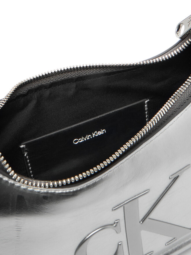 Calvin Klein Torbica Calvin Klein Bold Ck Metallic Shoulder Bag LV04F3332G Srebrna