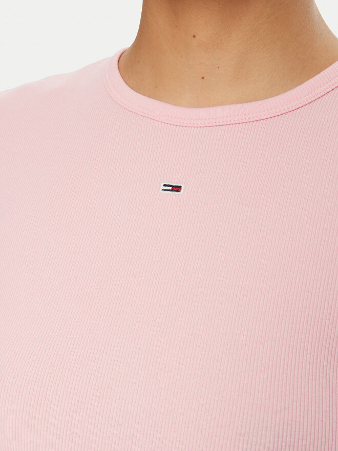 Tommy Jeans Tommy Jeans Póló Essential DW0DW17383 Rózsaszín Slim Fit