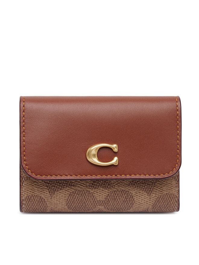 Coach Малък дамски портфейл Coach CAN48 Кафяв