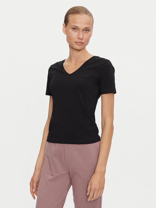 4F 4F Marškinėliai 4FWAW24TTSHF1649 Juoda Slim Fit