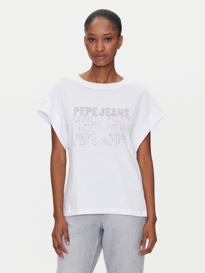 Pepe Jeans Pepe Jeans Marškinėliai Lira PL505996 Balta Regular Fit
