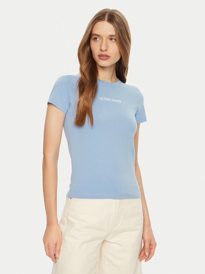 Guess Jeans Guess Jeans Marškinėliai W4YI01 J1314 Žydra Regular Fit