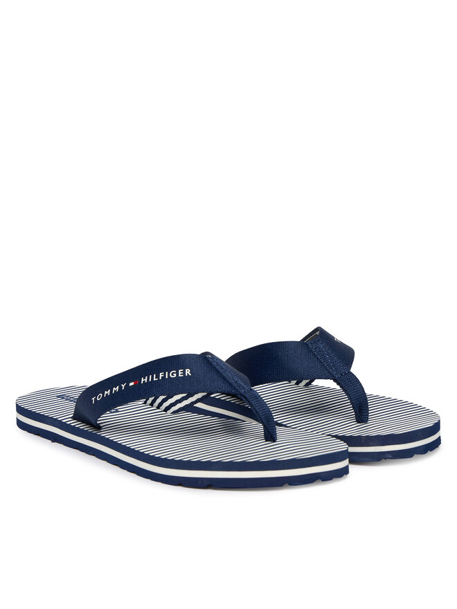 Tommy Hilfiger Zehentrenner Tommy Hilfiger Th Ithaca Stripe Summer Sandal FW0FW09192 Dunkelblau