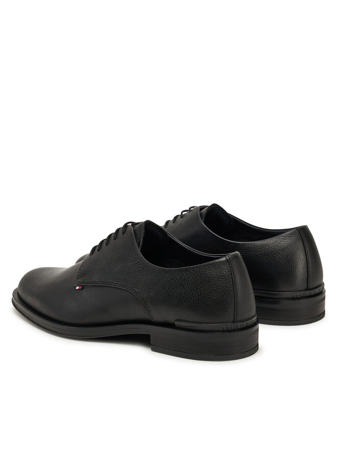 Tommy Hilfiger Pusbačiai Tommy Hilfiger Core Hilfiger Leather Shoe FM0FM05375 Juoda
