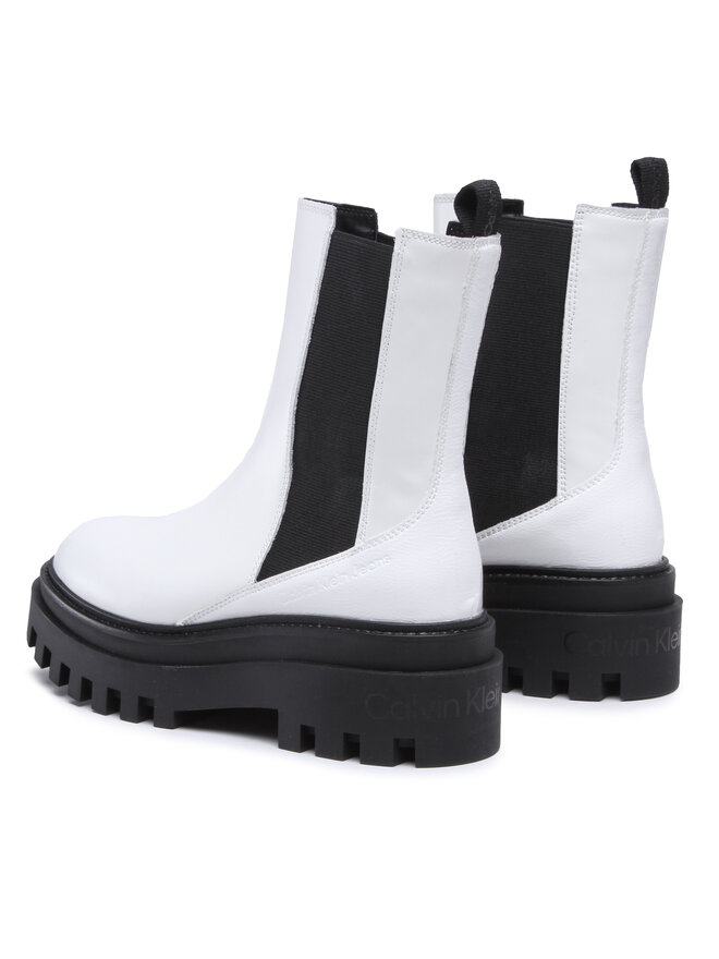 Calvin Klein Jeans Jātnieku stila puszābaki Calvin Klein Jeans Flatform Chelsea Boot YW0YW00850 Balts