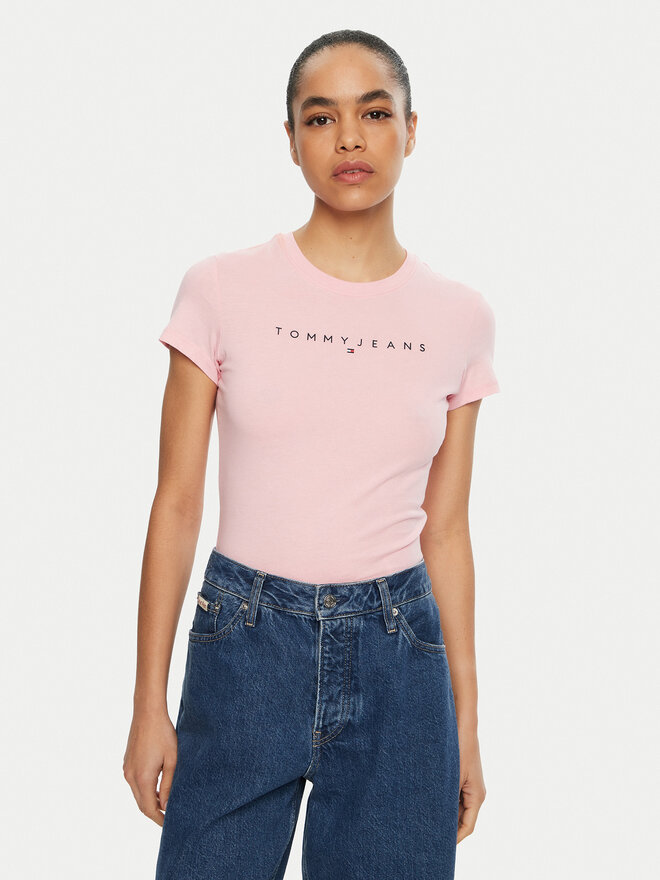 Tommy Jeans Tommy Jeans Camiseta Linear DW0DW18398 Rosa Slim Fit