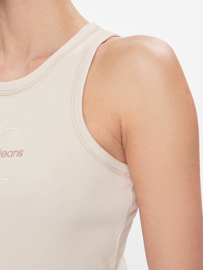 Calvin Klein Jeans Calvin Klein Jeans Τοπ Hero Monologo Rib Tank J20J222975 Εκρού Regular Fit