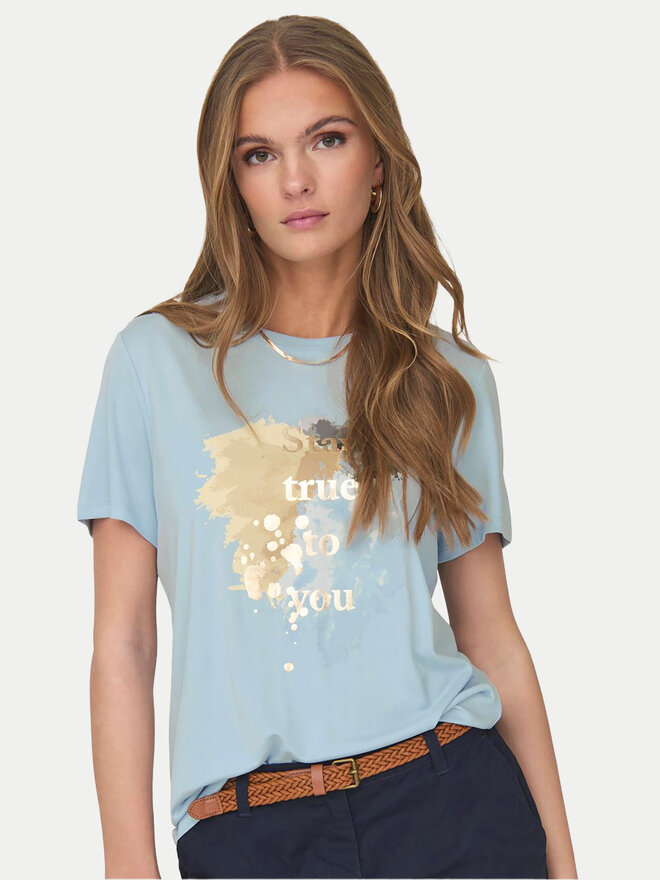 ONLY ONLY Camiseta 15303212 Celeste Regular Fit