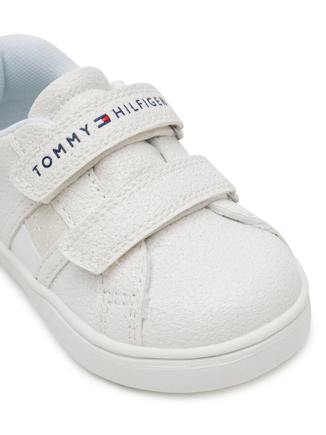 Tommy Hilfiger Sneakersy Tommy Hilfiger Flag Low Cut Velcro Sneaker T1A9-33726-0375 M Bílá