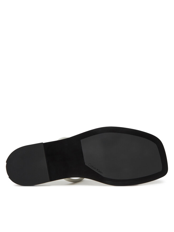 Calvin Klein Pantoletten Calvin Klein Flat Sandal Squared 2-Bar Lth HW0HW02532 Écru