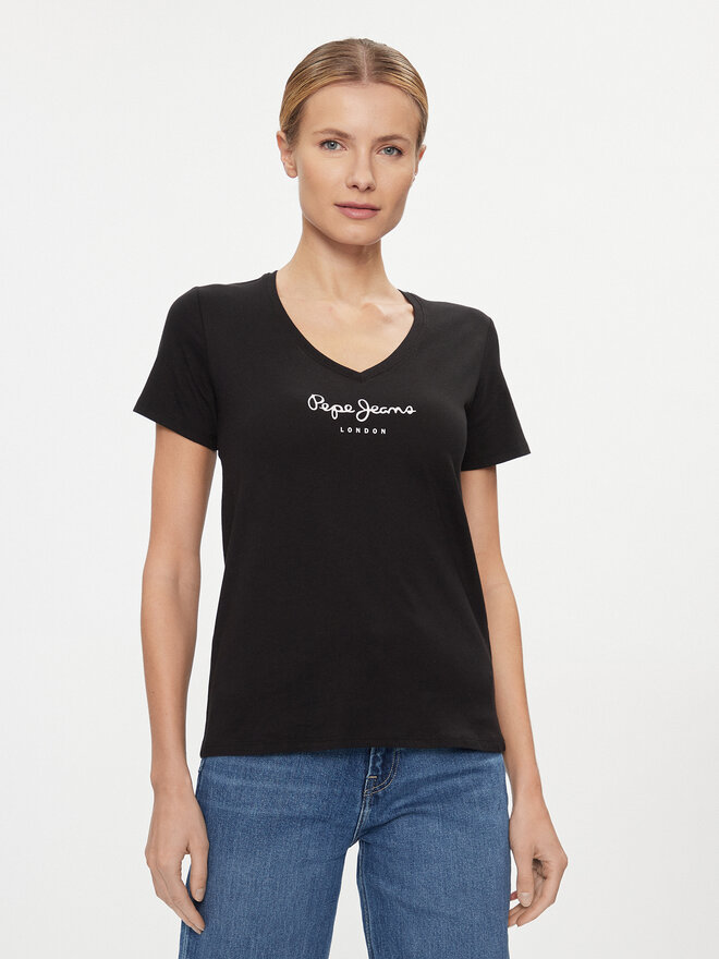 Pepe Jeans Pepe Jeans Marškinėliai Wendy PL505482 Juoda Regular Fit